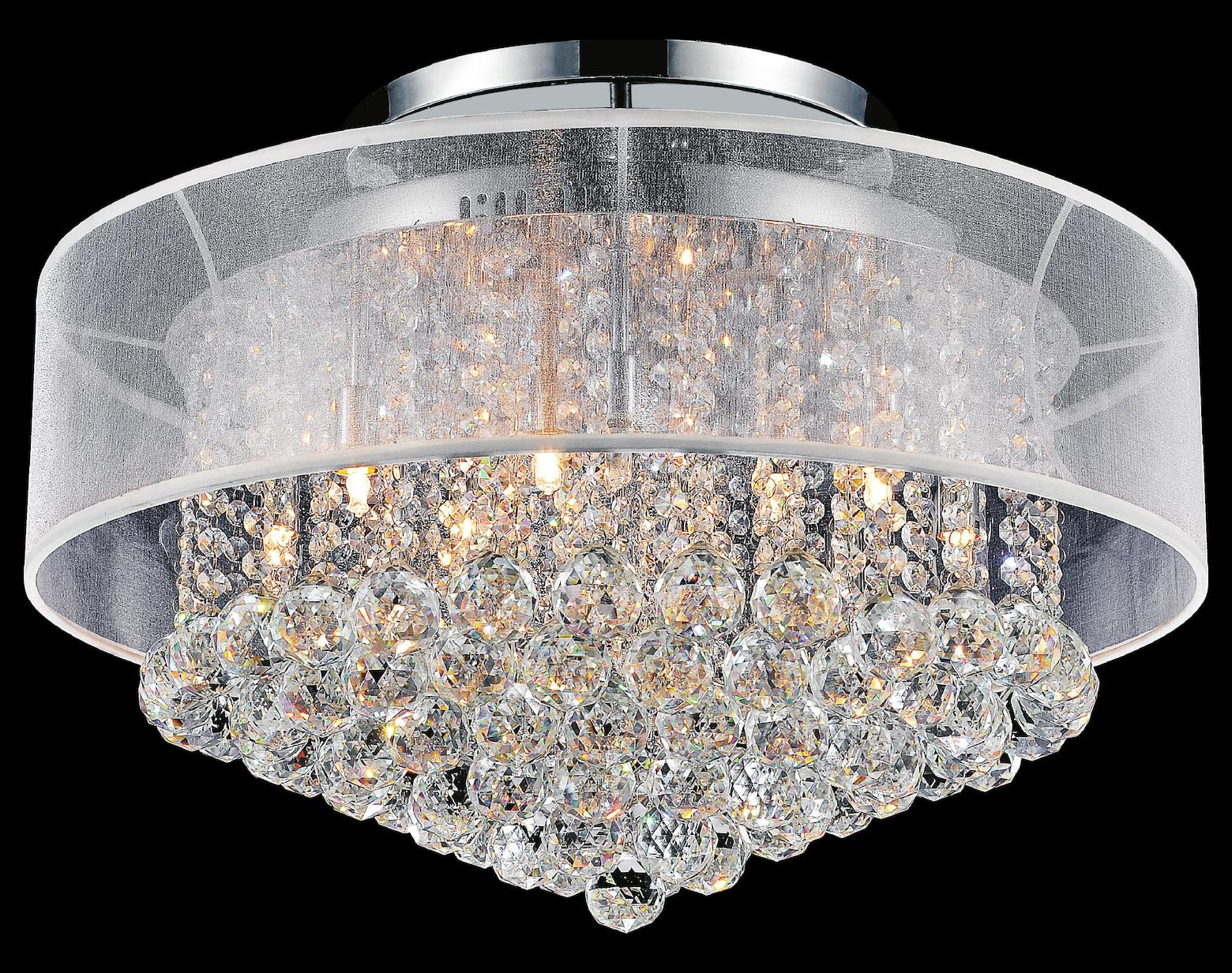 12 Light Drum Shade Flush Mount With Chrome Finish by CWI Lighting
