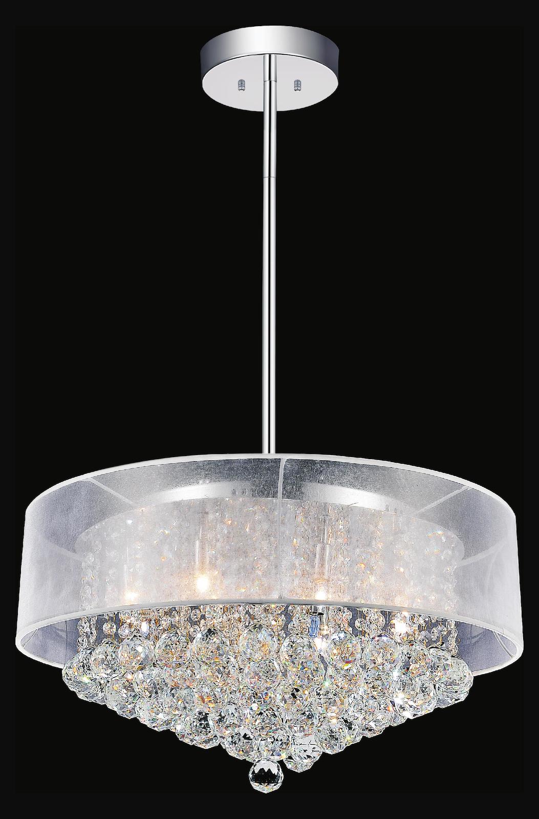 12 Light Drum Shade Chandelier With Chrome Finish