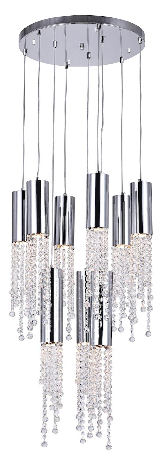 9 Light Multi Light Pendant With Chrome Finish by CWI Lighting