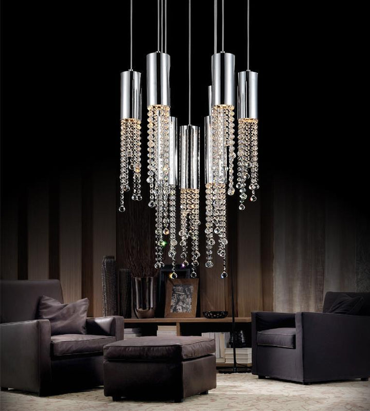9 Light Multi Light Pendant With Chrome Finish