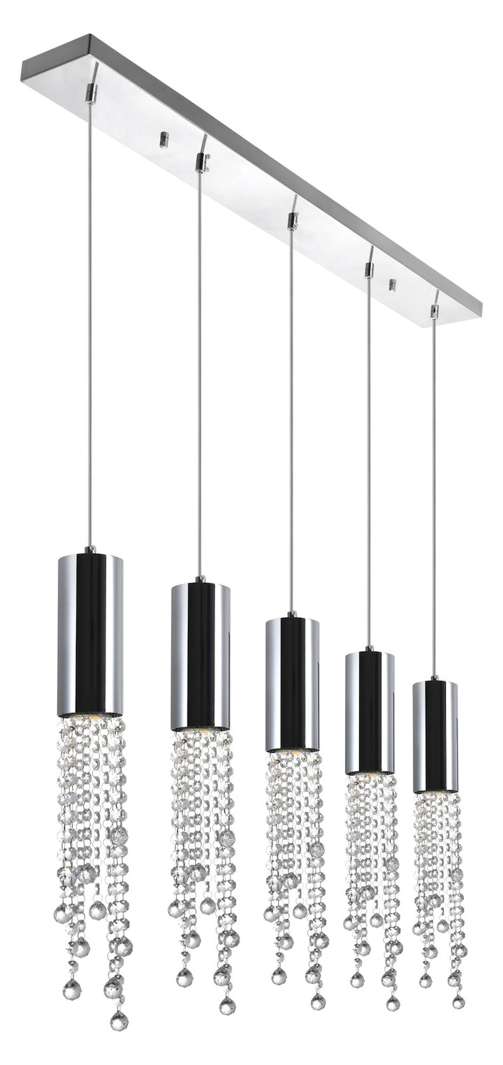 5 Light Multi Light Pendant With Chrome Finish