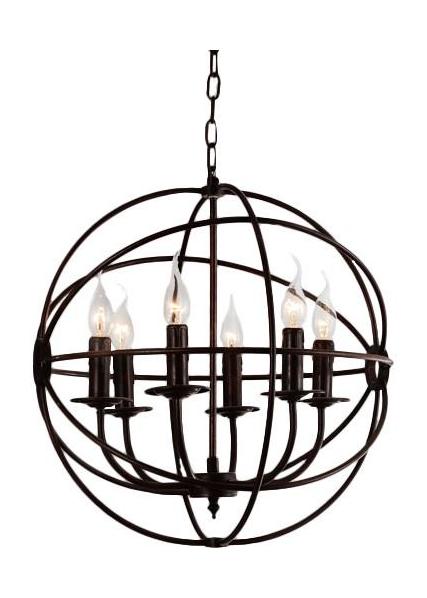 6 Light Up Chandelier With Brown Finish by CWI Lighting