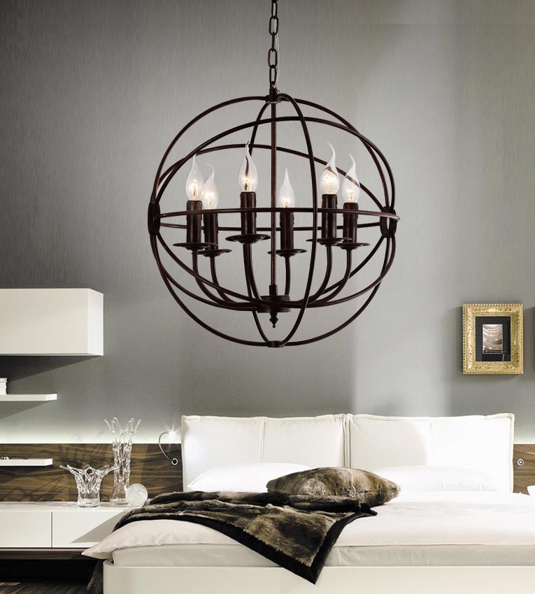 6 Light Up Chandelier With Brown Finish