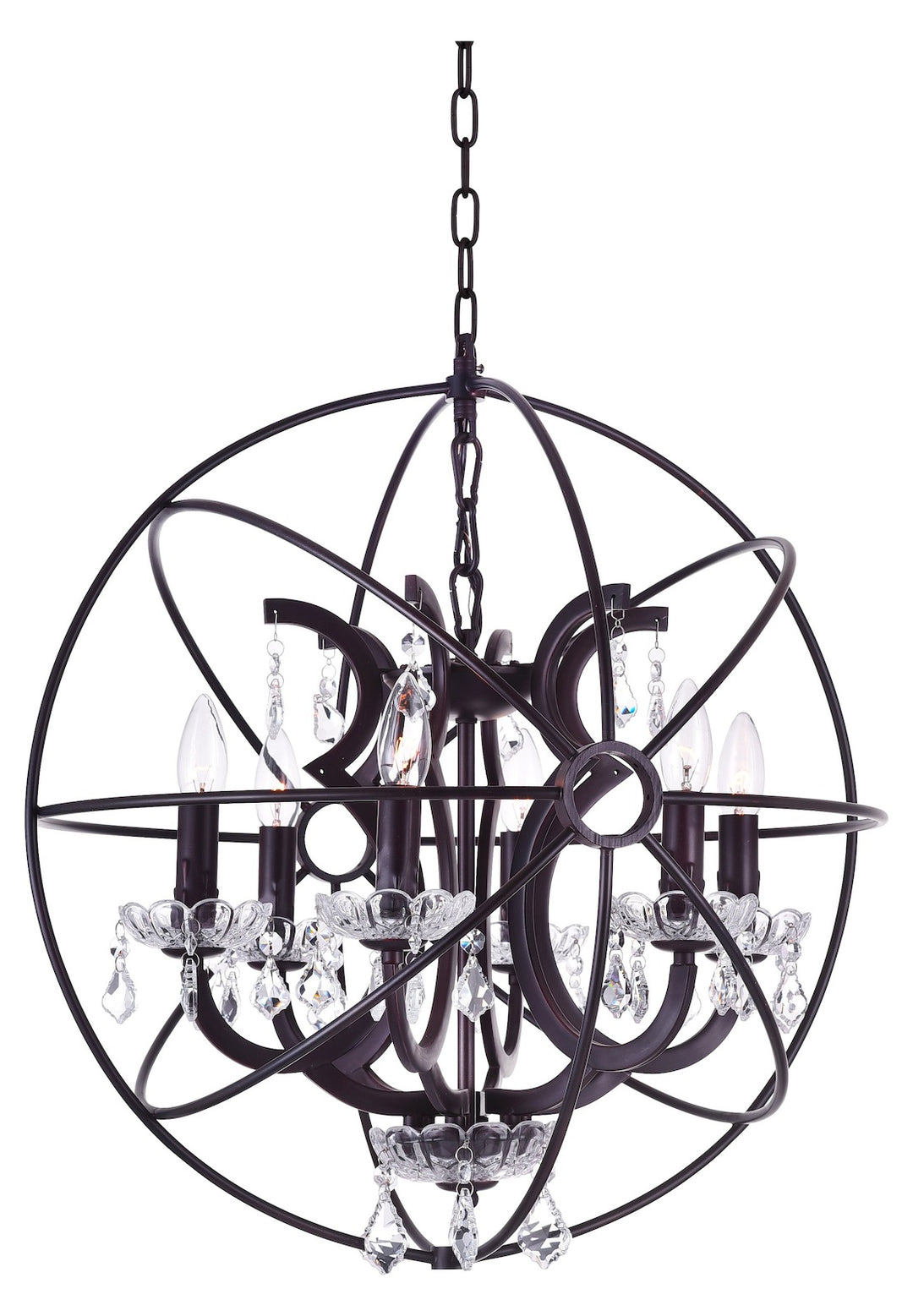 6 Light Up Chandelier With Brown Finish by CWI Lighting