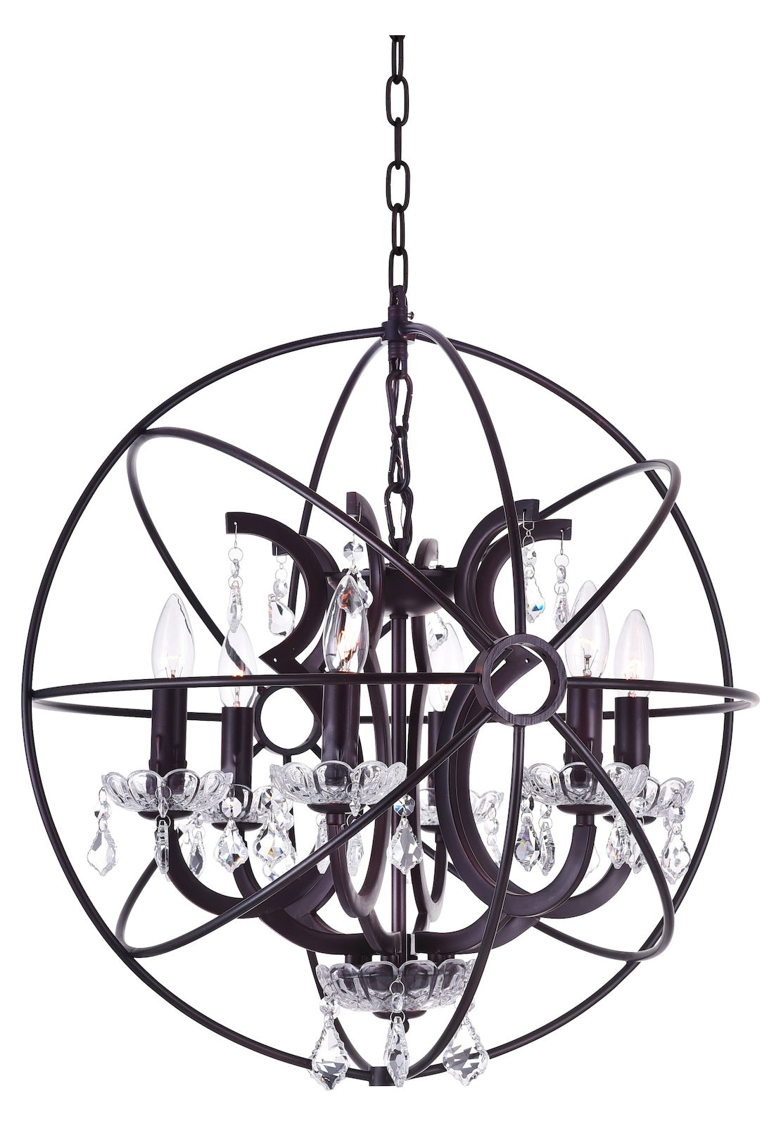 6 Light Up Chandelier With Brown Finish by CWI Lighting