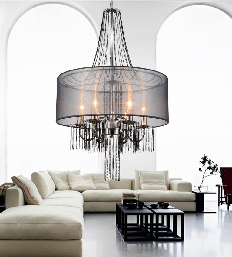 6 Light Drum Shade Chandelier With Chrome Finish by CWI Lighting