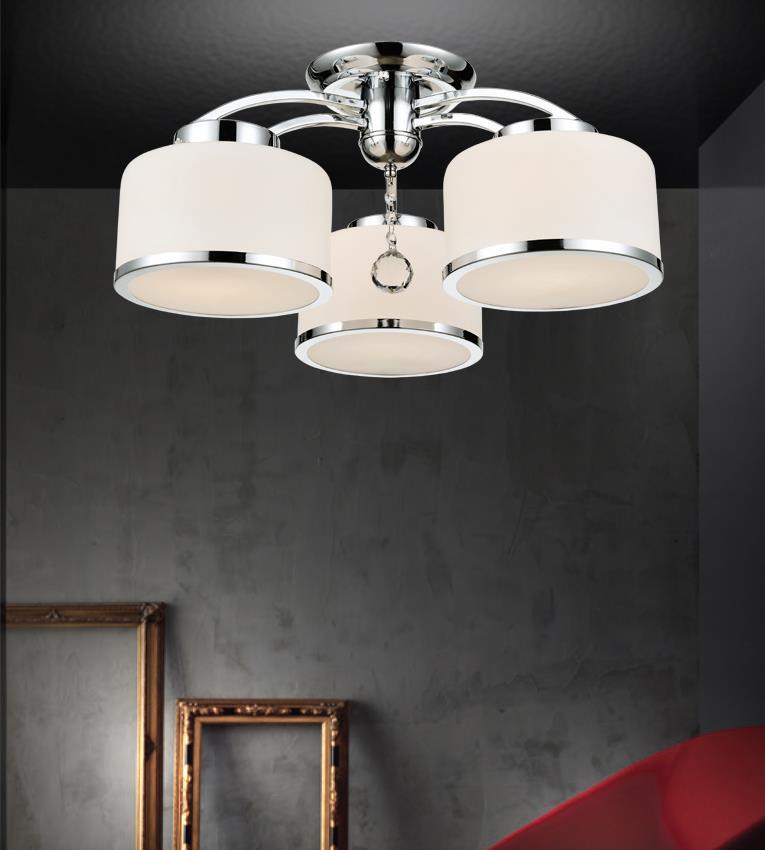 3 Light Drum Shade Flush Mount With Chrome Finish