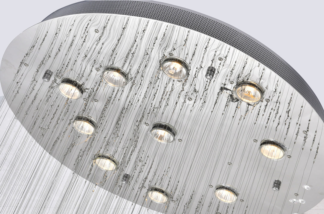 10 Light  Flush Mount With Chrome Finish