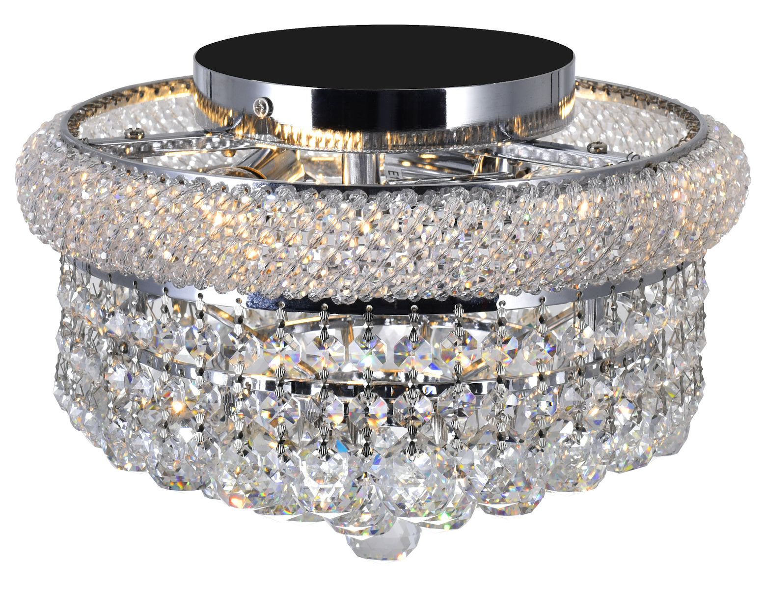 3 Light  Flush Mount With Chrome Finish