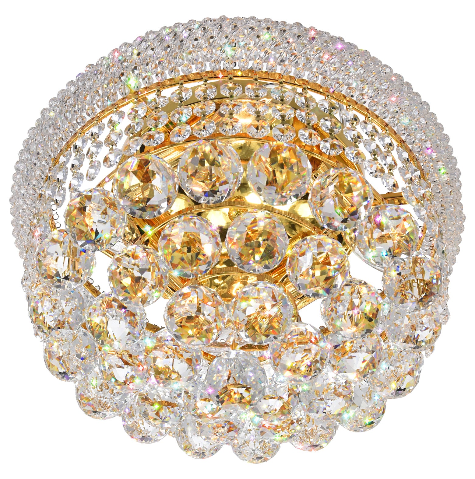 4 Light  Flush Mount With Gold Finish