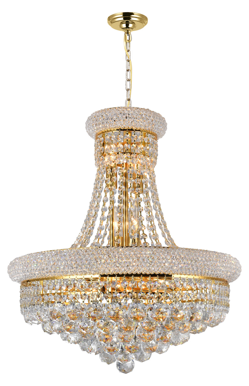 14 Light Down Chandelier With Gold Finish by CWI Lighting