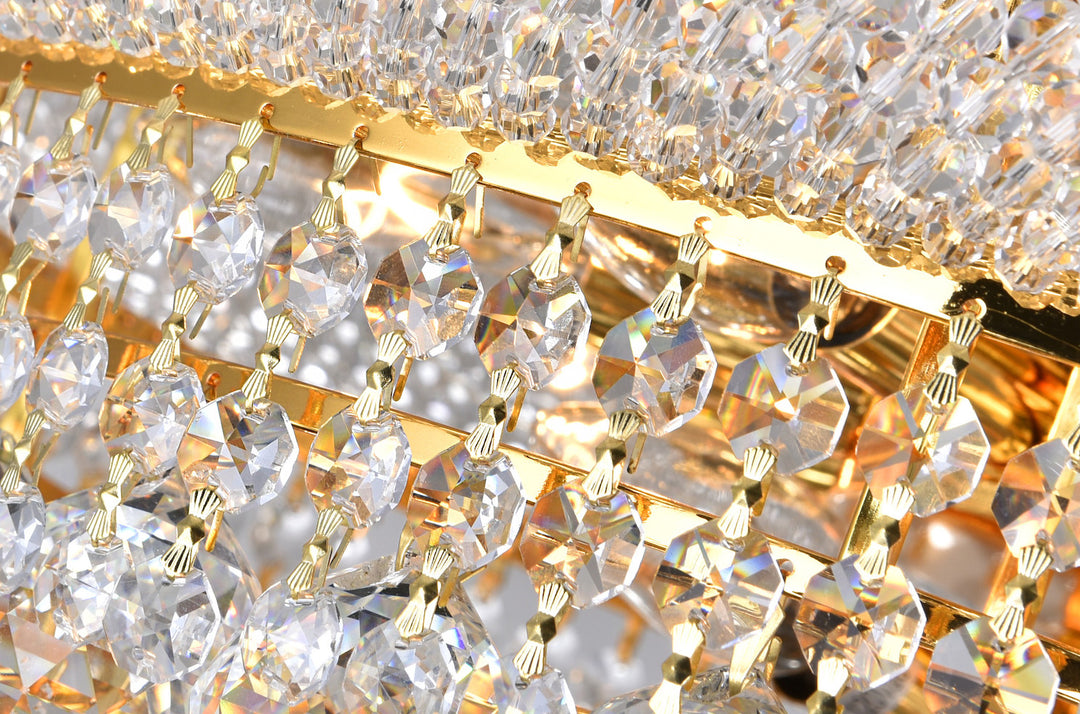 14 Light Down Chandelier With Gold Finish