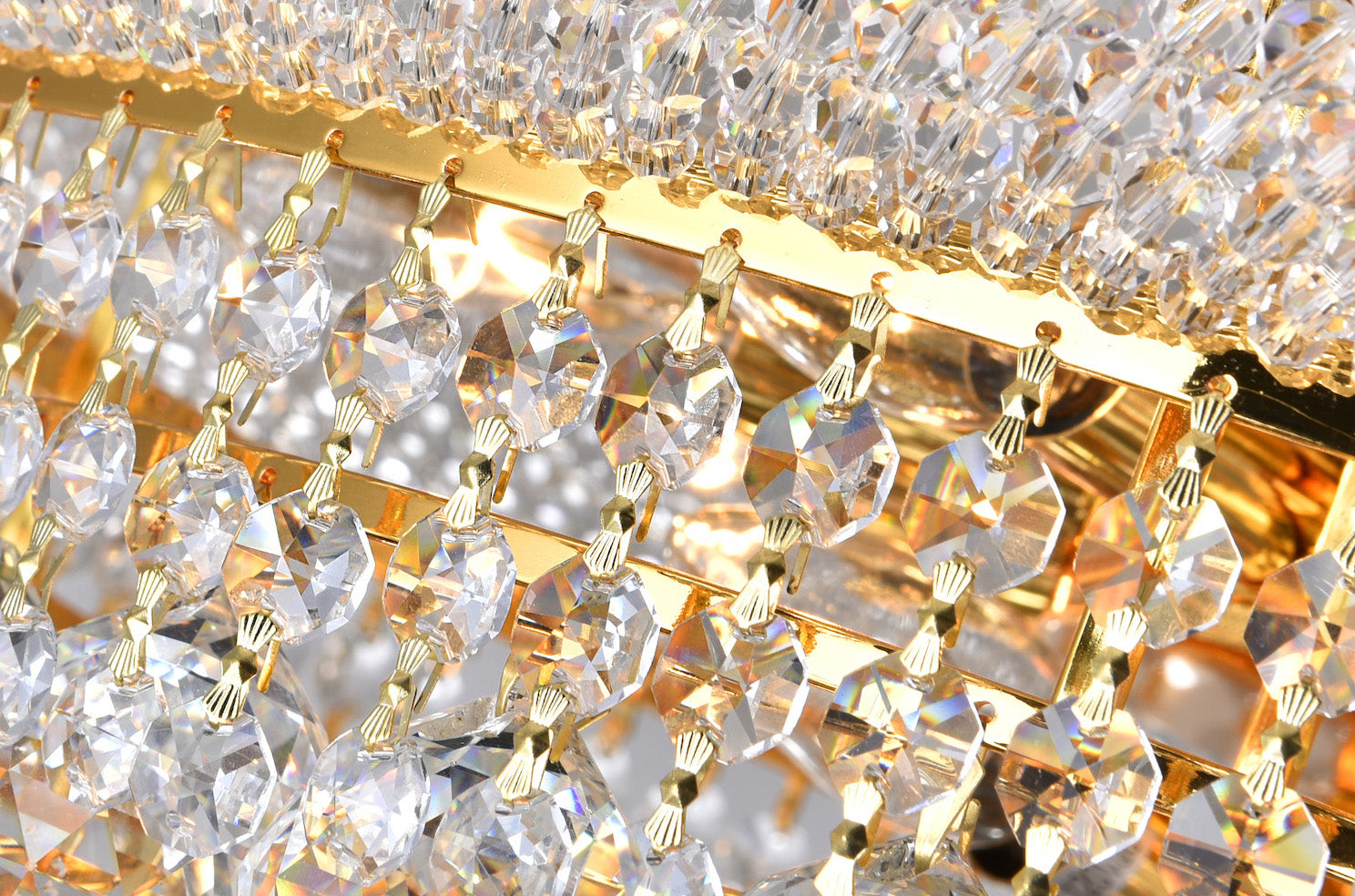 14 Light Down Chandelier With Gold Finish