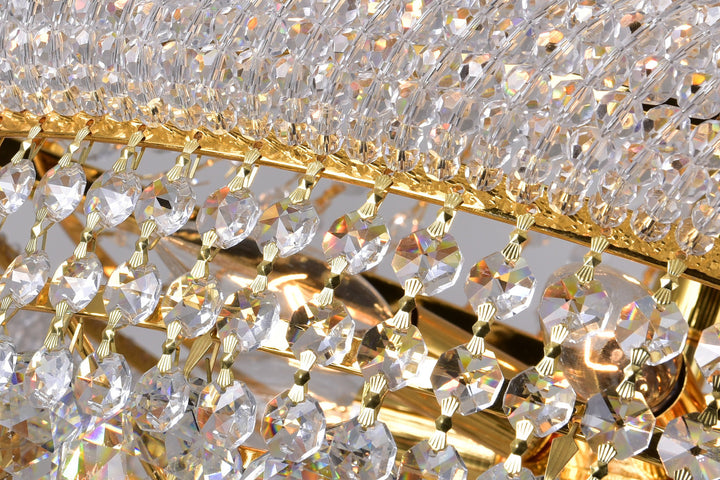 14 Light Down Chandelier With Gold Finish