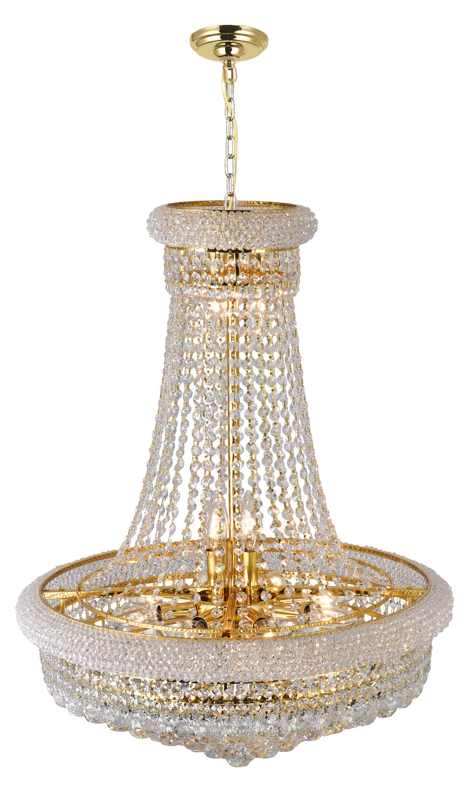 17 Light Down Chandelier With Gold Finish