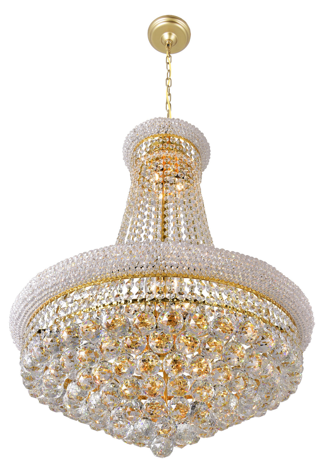 17 Light Down Chandelier With Gold Finish