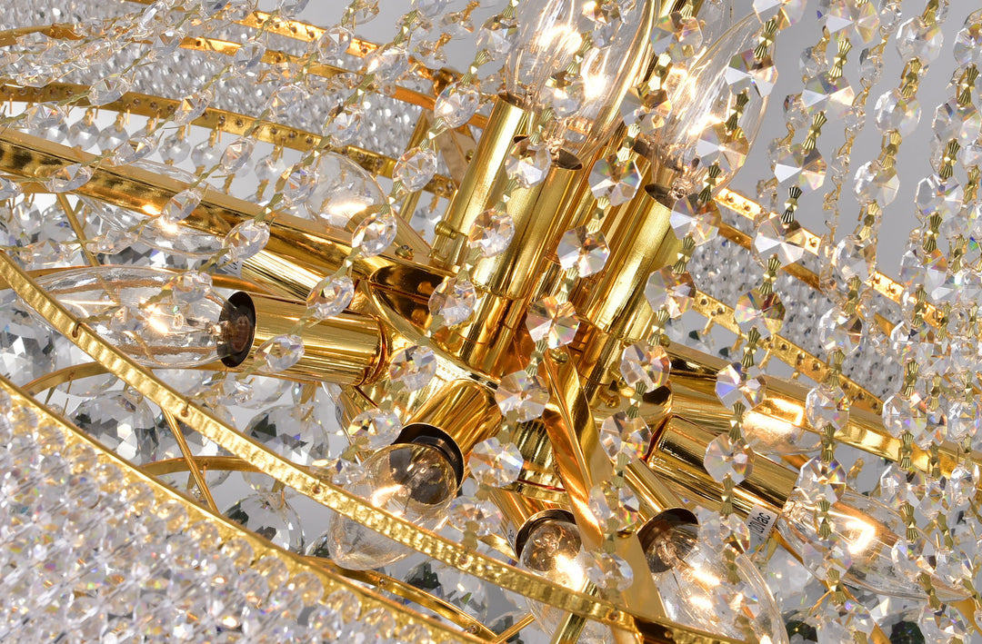 17 Light Down Chandelier With Gold Finish