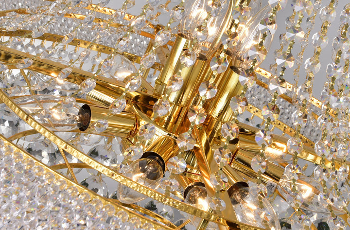 17 Light Down Chandelier With Gold Finish