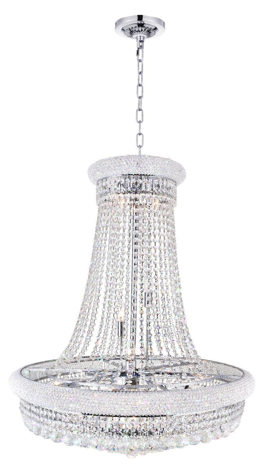 19 Light Down Chandelier With Chrome Finish
