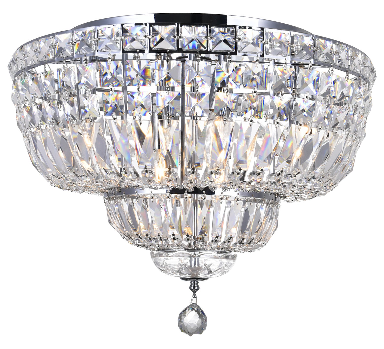 8 Light Bowl Flush Mount With Chrome Finish by CWI Lighting