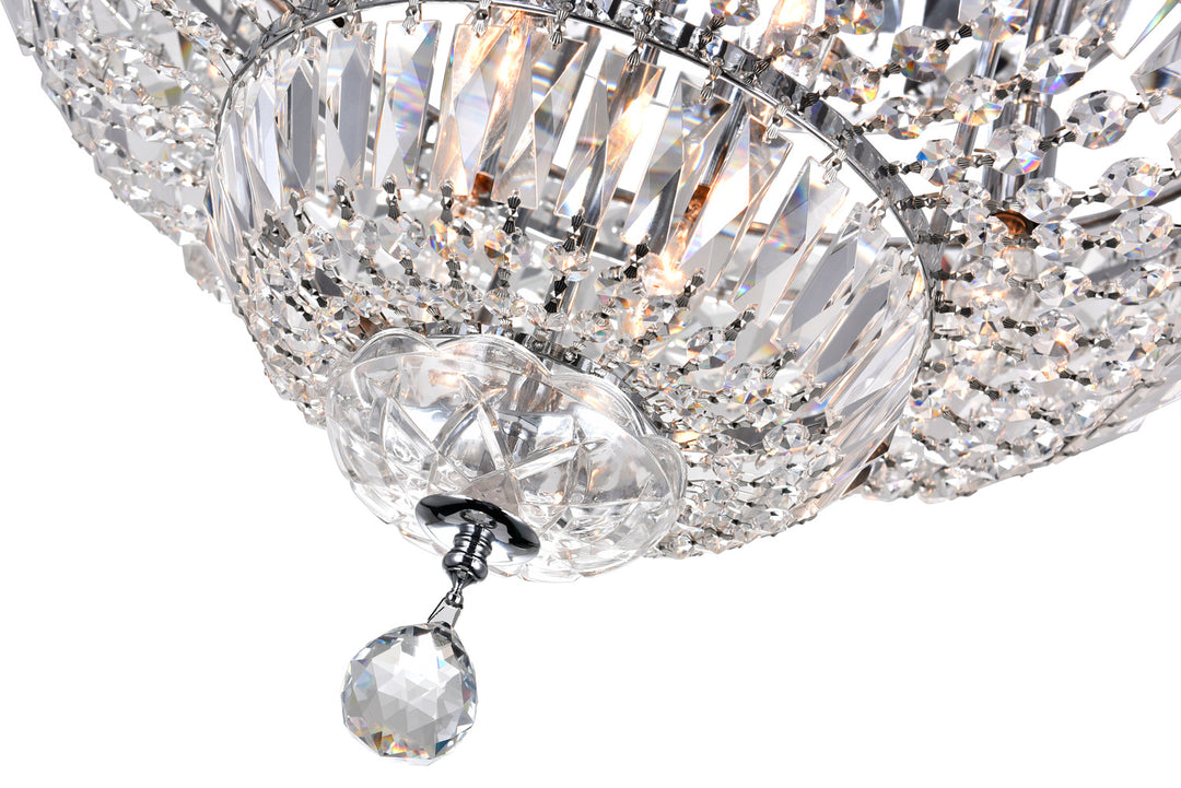 8 Light Bowl Flush Mount With Chrome Finish