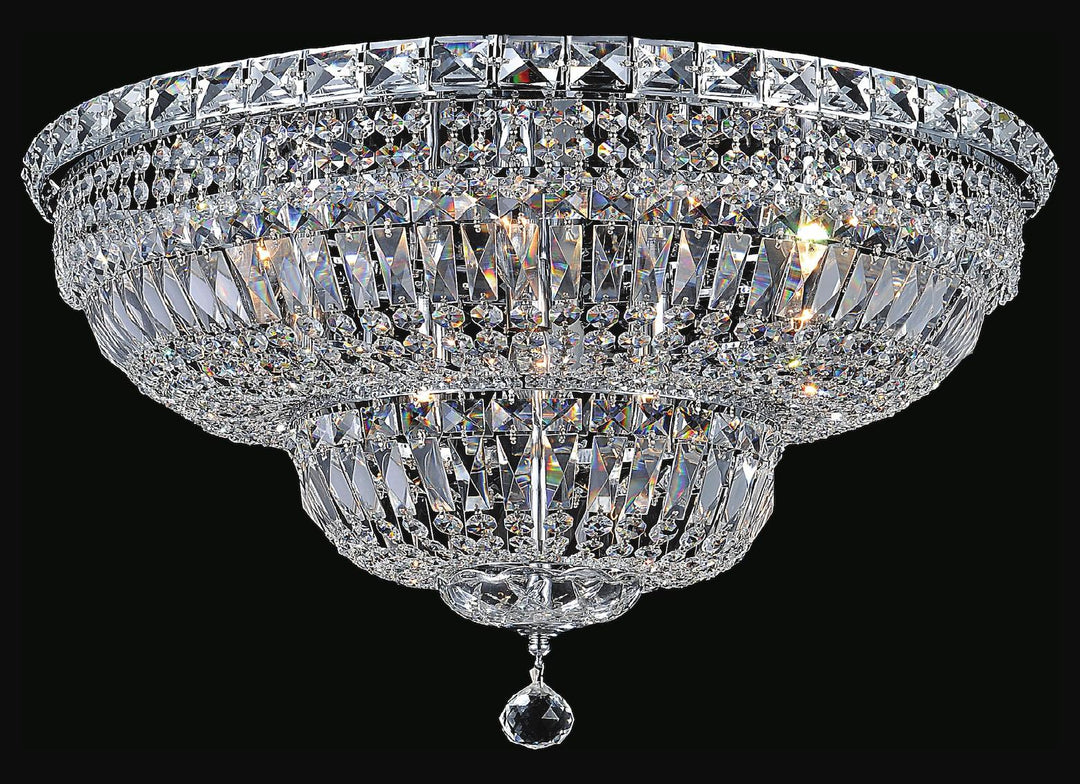 16 Light Bowl Flush Mount With Chrome Finish by CWI Lighting