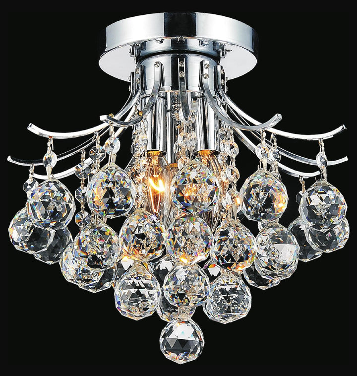 3 Light  Flush Mount With Chrome Finish