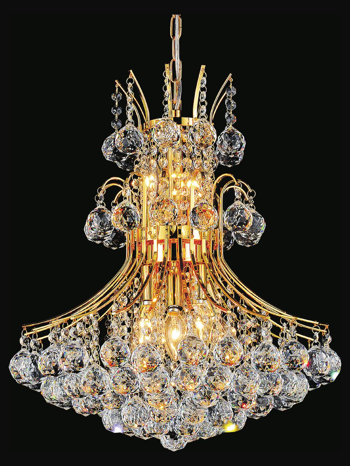 8 Light Down Chandelier With Gold Finish by CWI Lighting