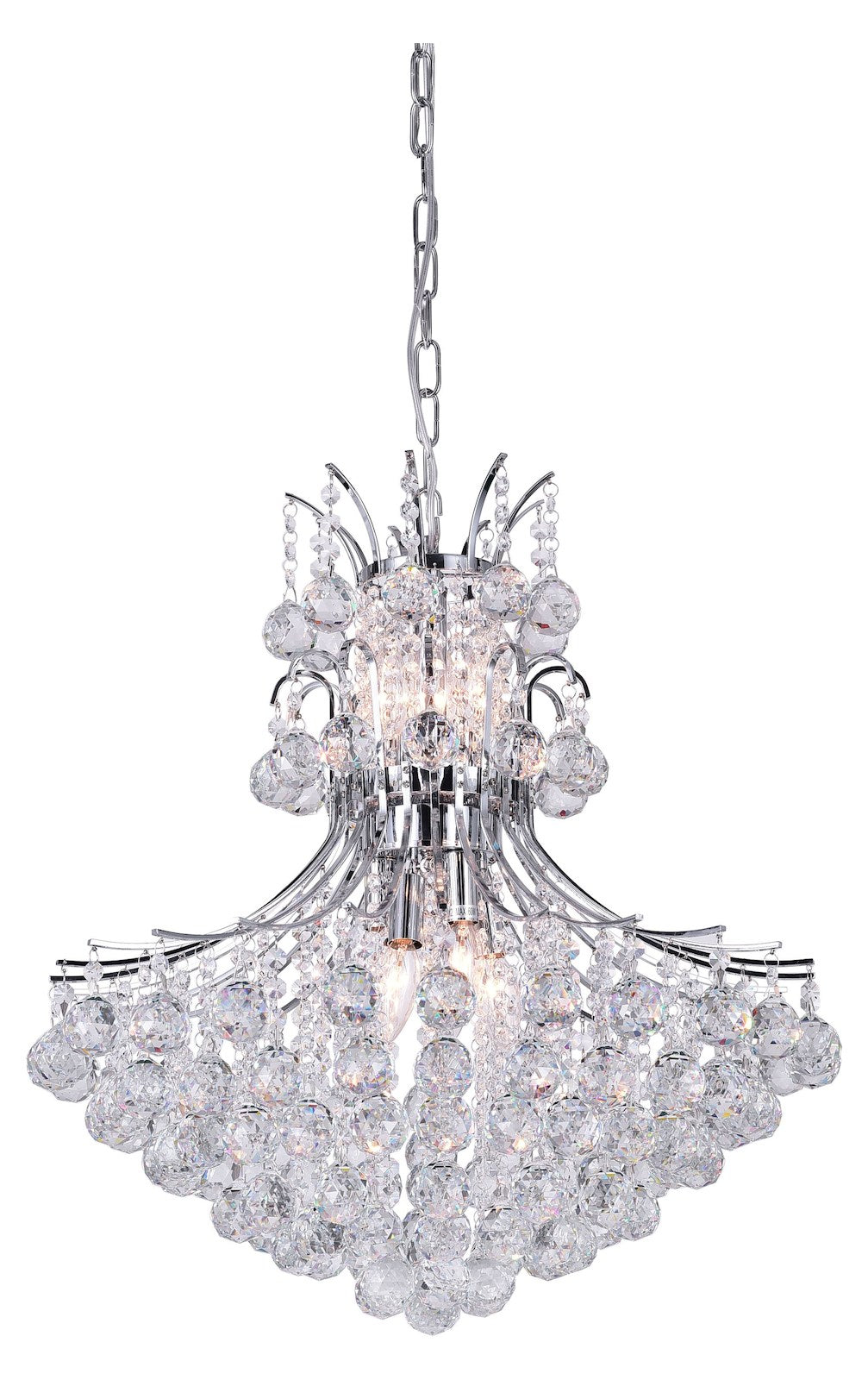 10 Light Down Chandelier With Chrome Finish by CWI Lighting