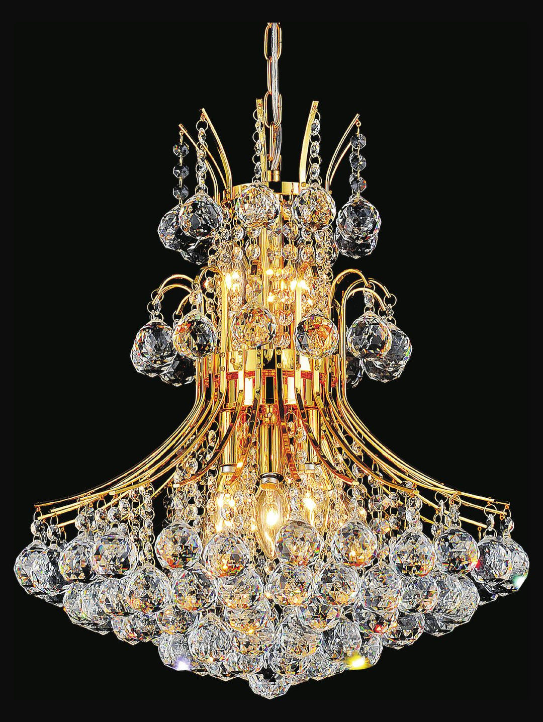 10 Light Down Chandelier With Gold Finish by CWI Lighting