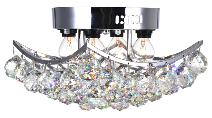 4 Light  Flush Mount With Chrome Finish