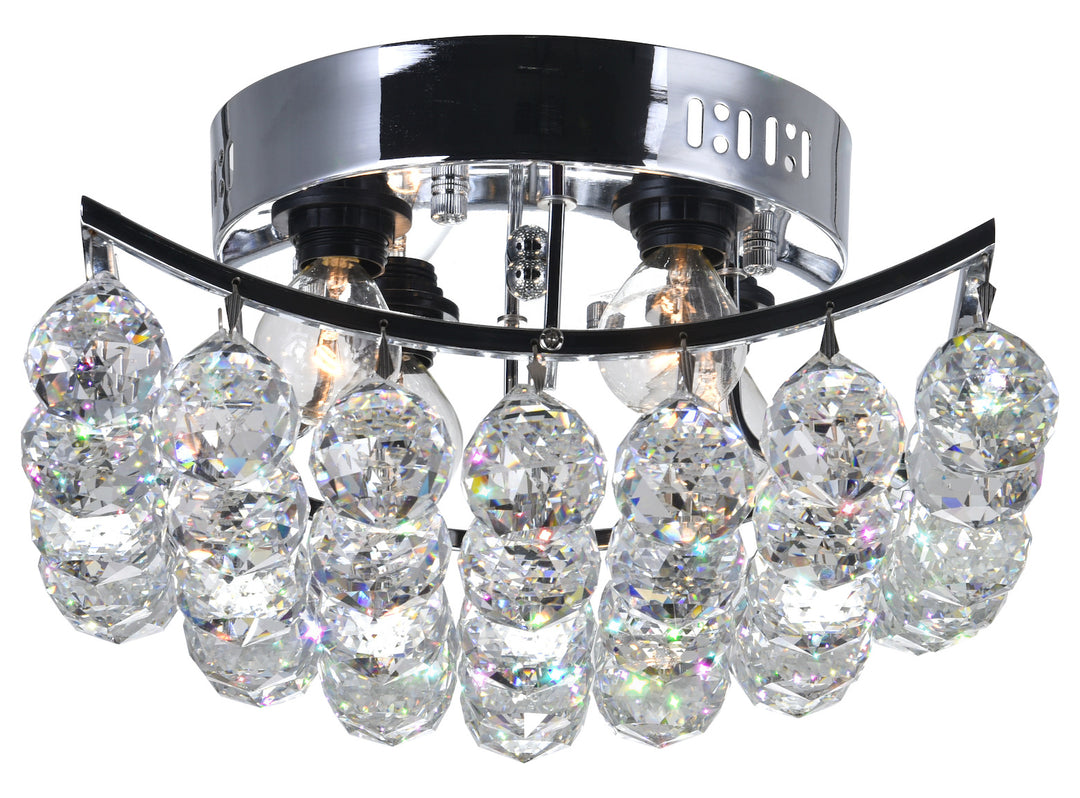 4 Light  Flush Mount With Chrome Finish