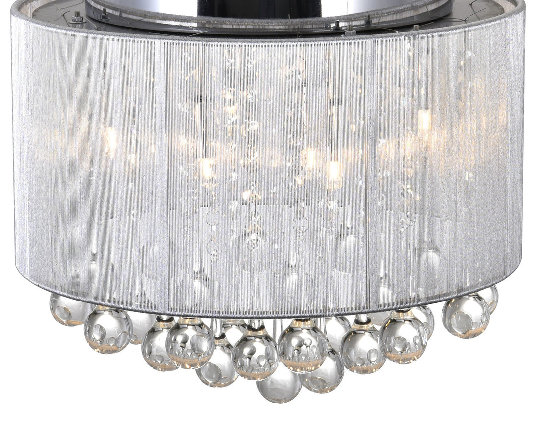 6 Light Drum Shade Flush Mount With Chrome Finish