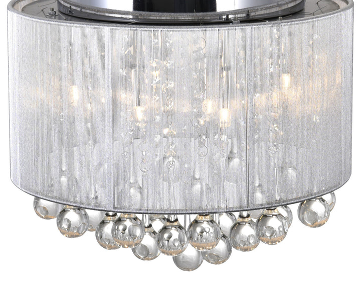 6 Light Drum Shade Flush Mount With Chrome Finish