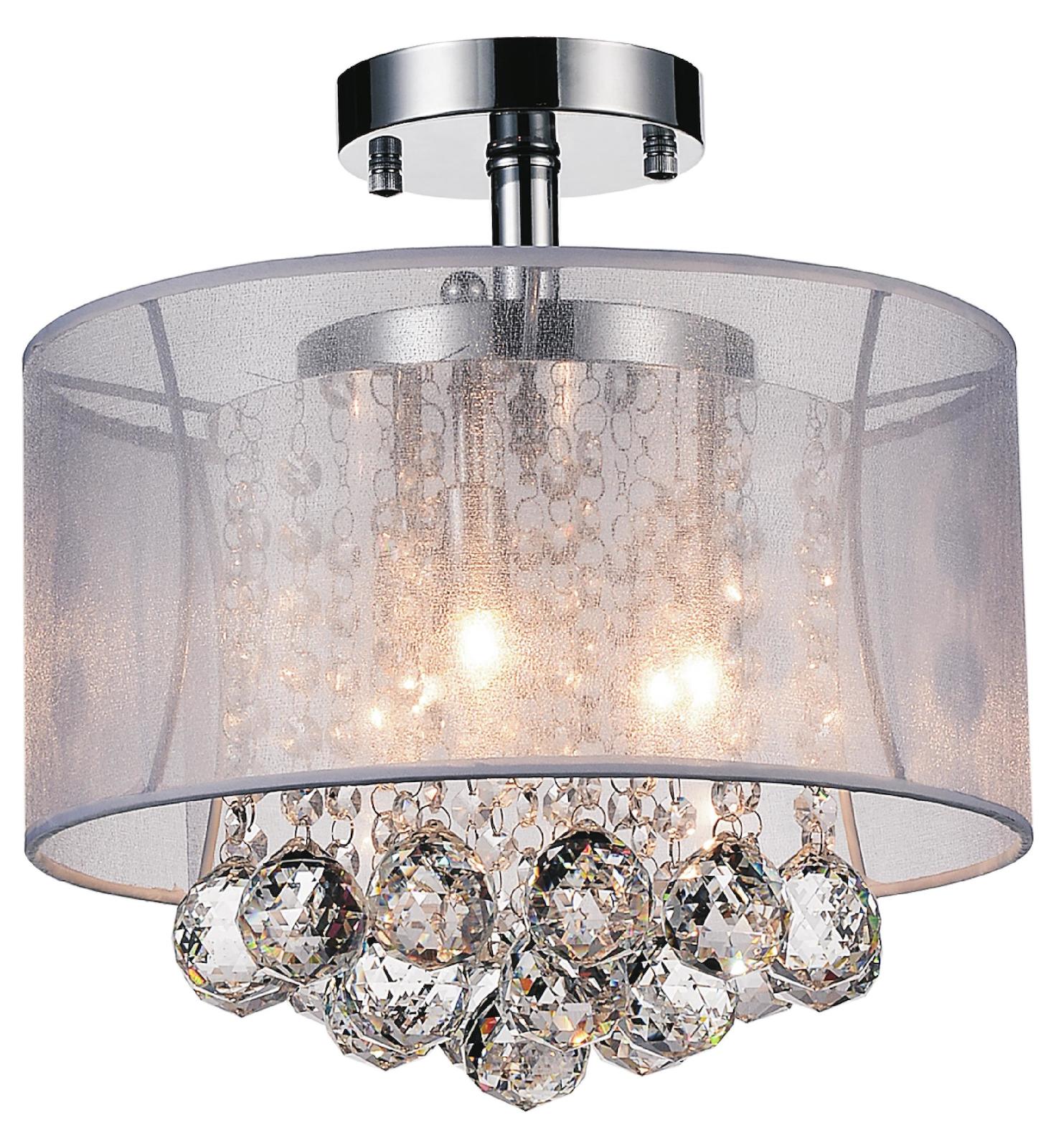 3 Light Drum Shade Flush Mount With Chrome Finish by CWI Lighting