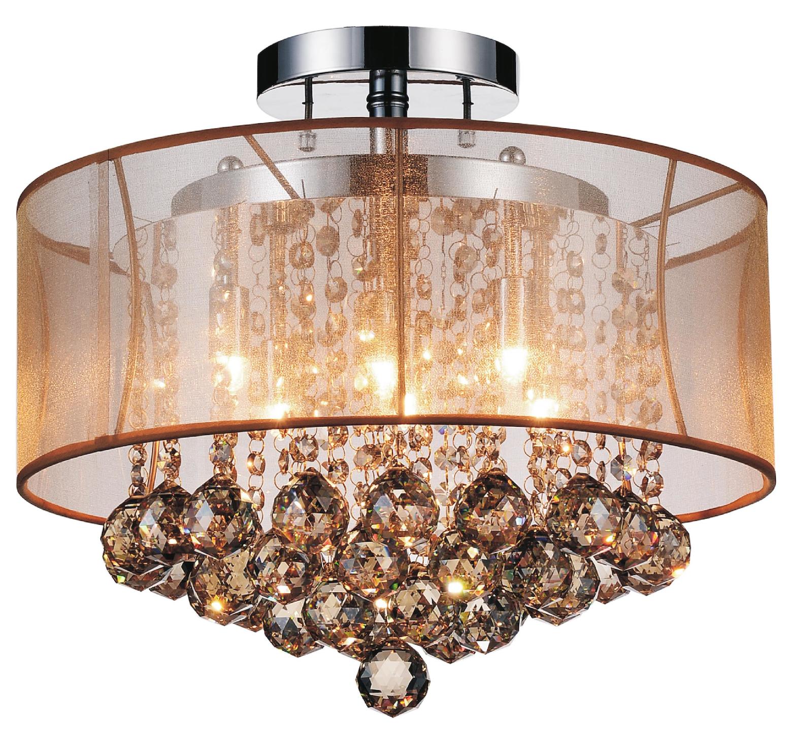 6 Light Drum Shade Flush Mount With Chrome Finish by CWI Lighting
