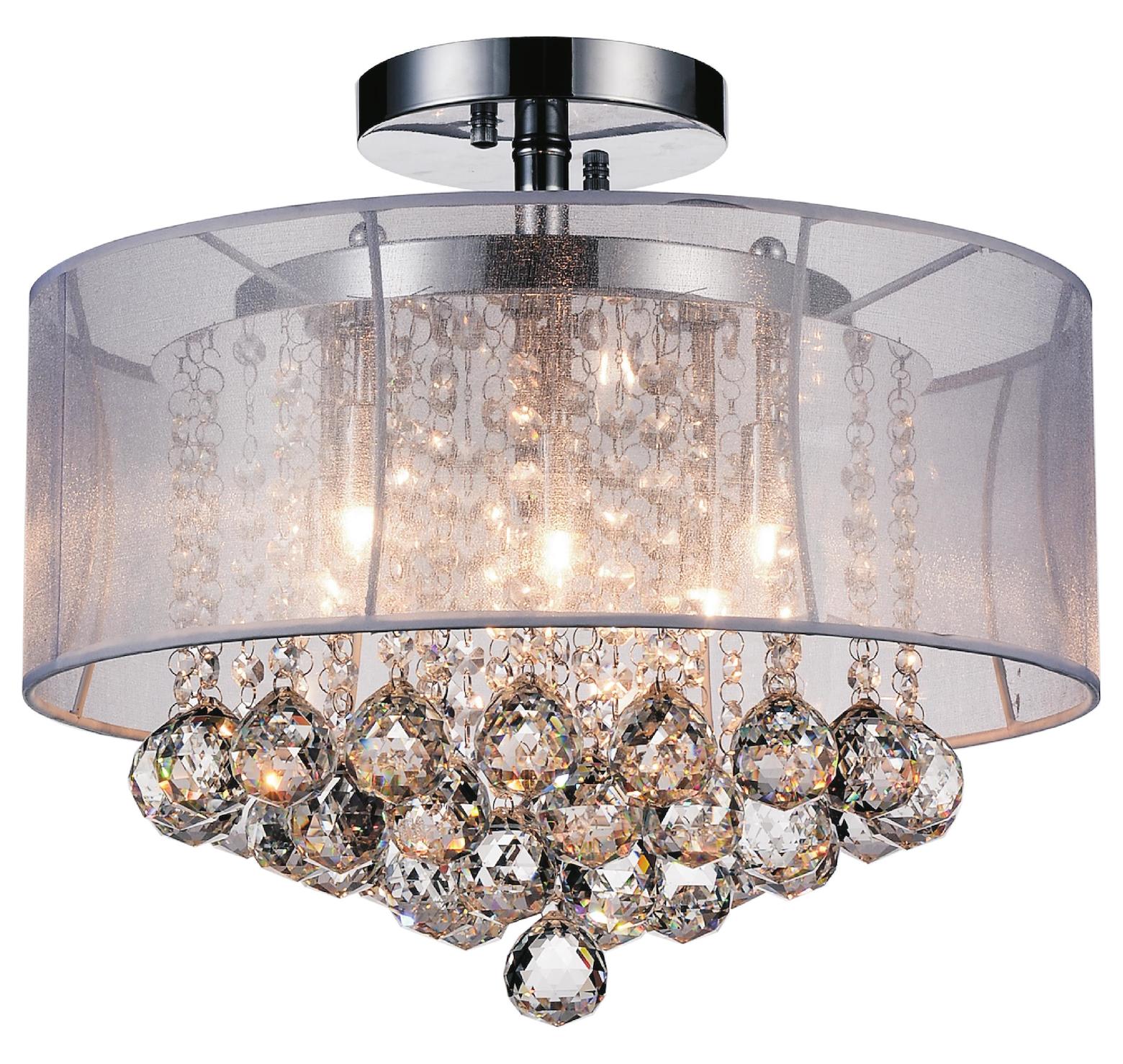 6 Light Drum Shade Flush Mount With Chrome Finish by CWI Lighting