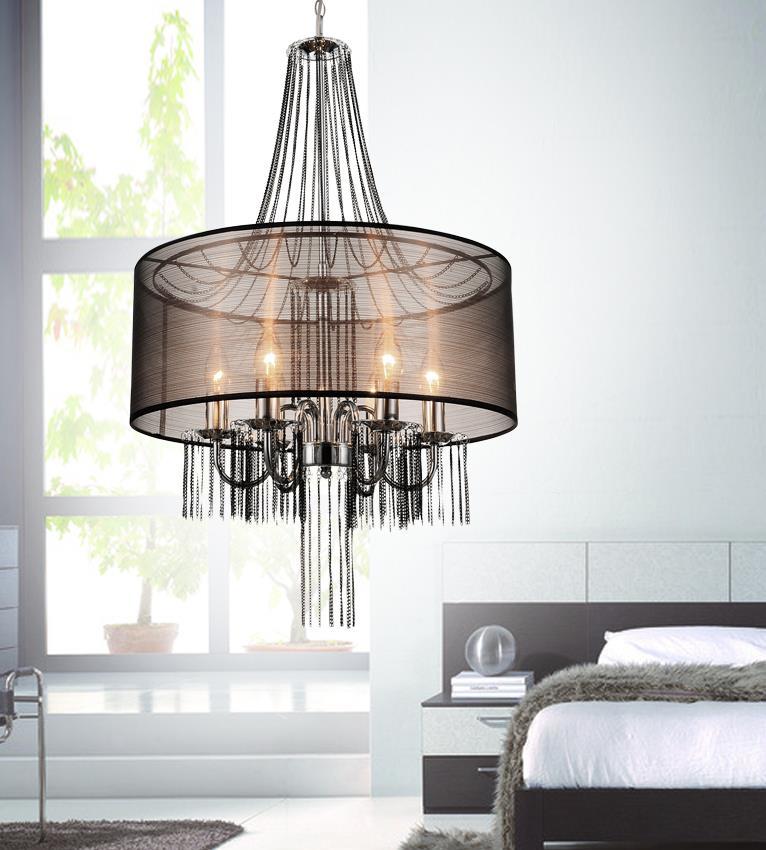 6 Light Drum Shade Chandelier With Chrome Finish by CWI Lighting