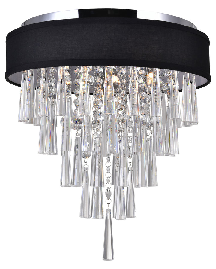 4 Light Drum Shade Flush Mount With Chrome Finish