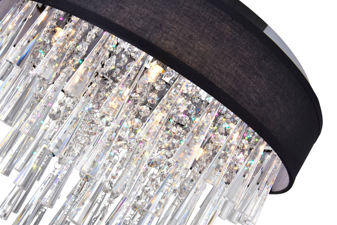 8 Light Drum Shade Flush Mount With Chrome Finish