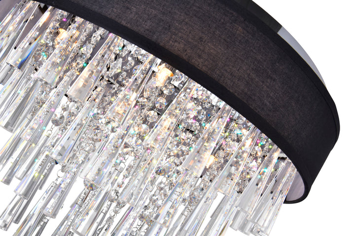 8 Light Drum Shade Flush Mount With Chrome Finish