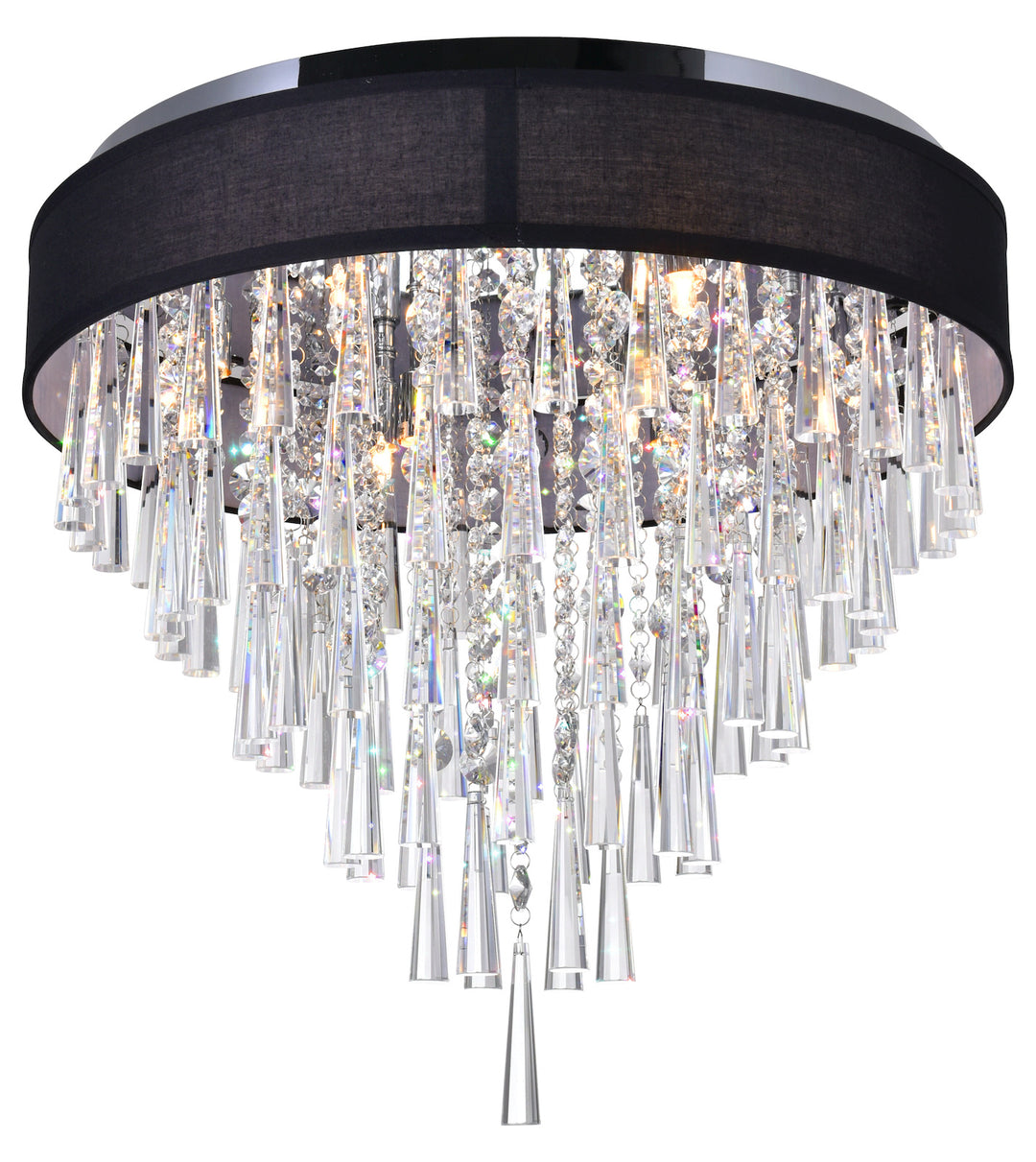8 Light Drum Shade Flush Mount With Chrome Finish