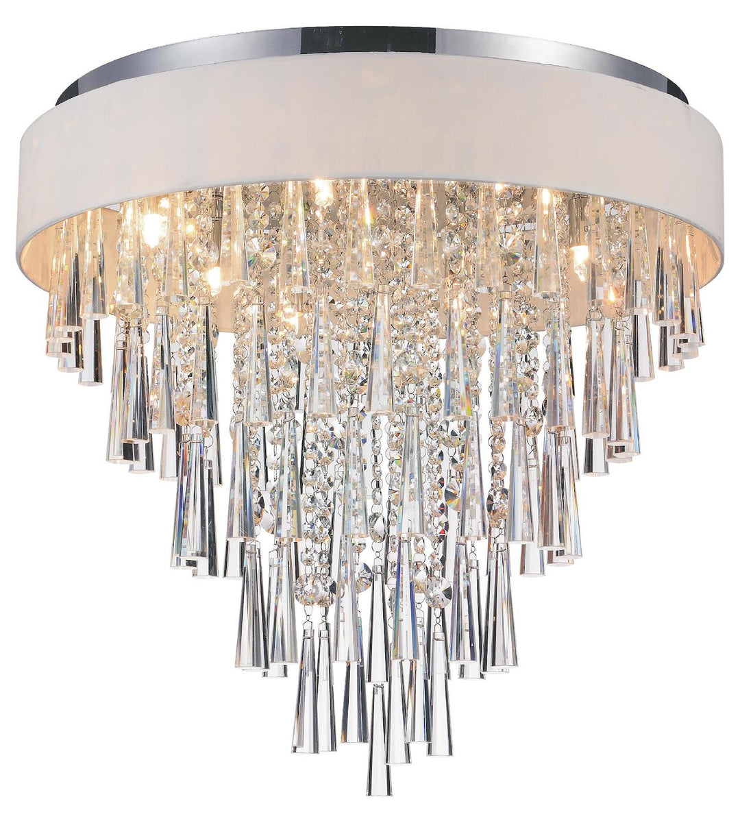 8 Light Drum Shade Flush Mount With Chrome Finish by CWI Lighting