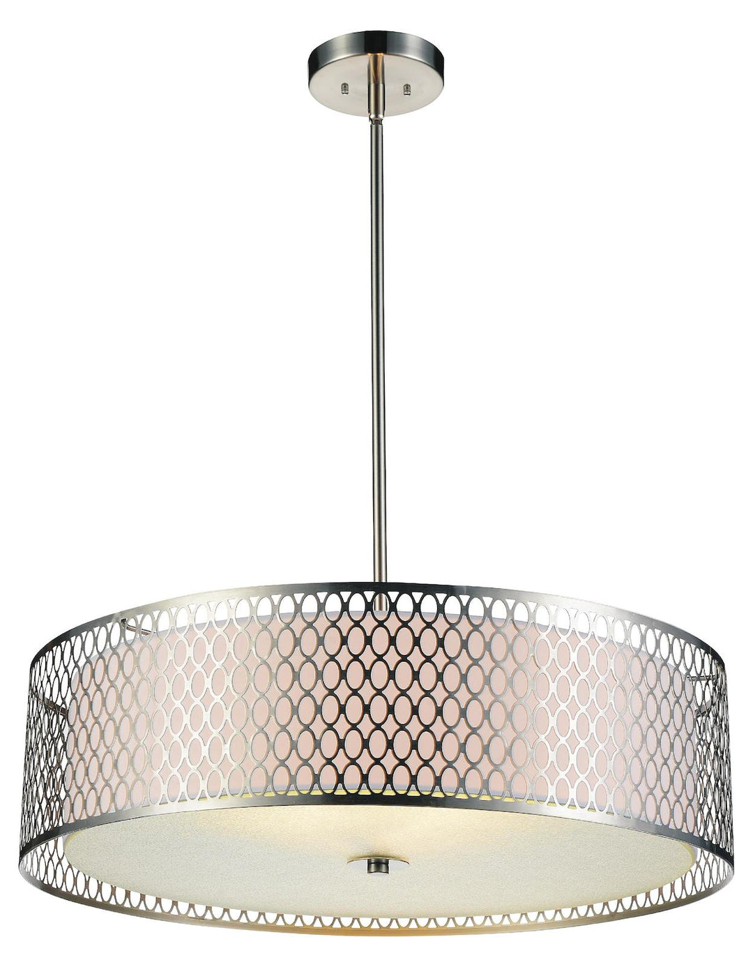3 Light Drum Shade Chandelier With Satin Nickel Finish by CWI Lighting