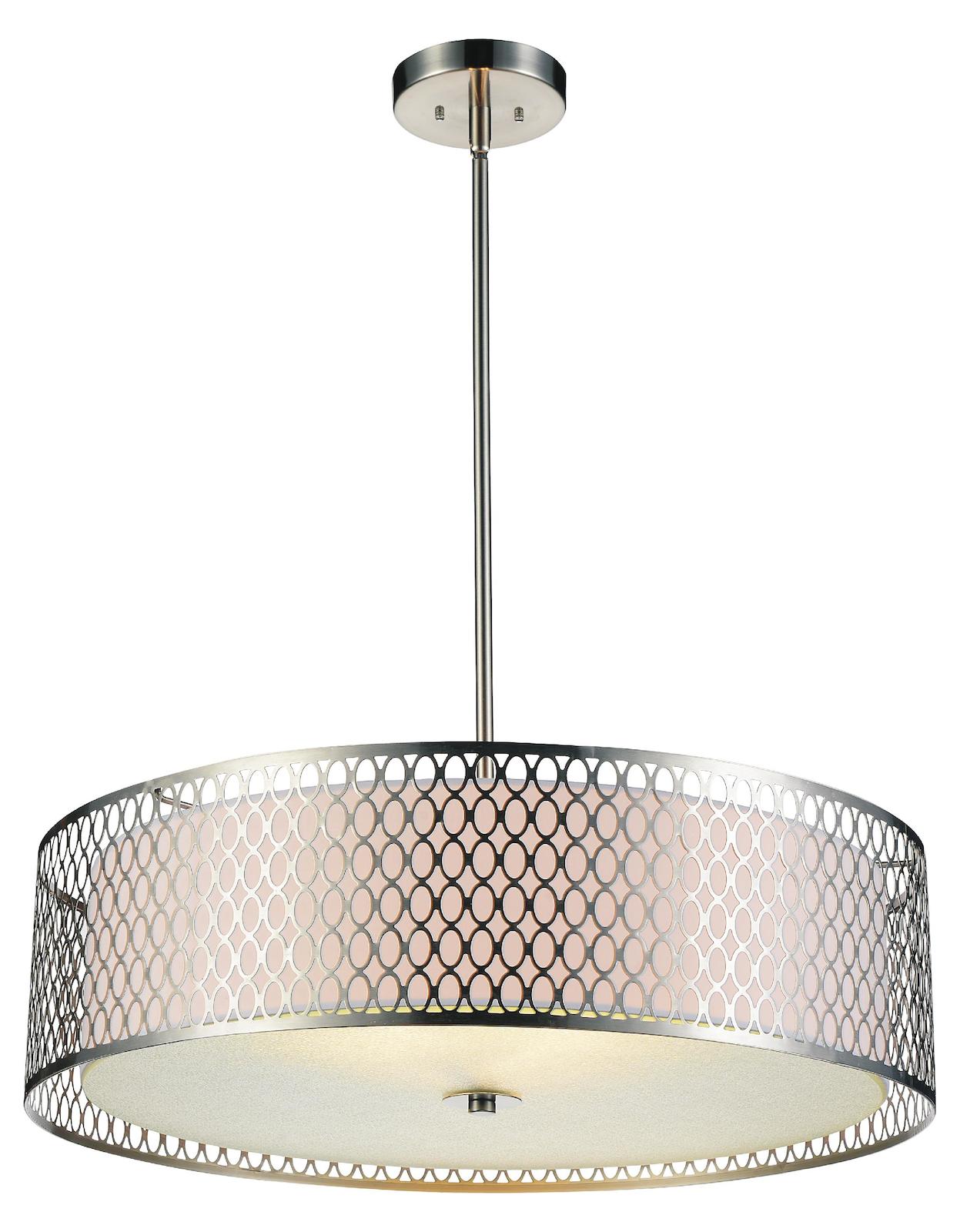 3 Light Drum Shade Chandelier With Satin Nickel Finish by CWI Lighting