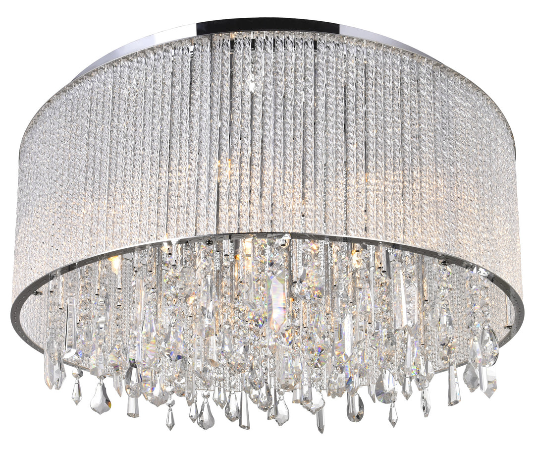 14 Light Drum Shade Flush Mount With Chrome Finish by CWI Lighting