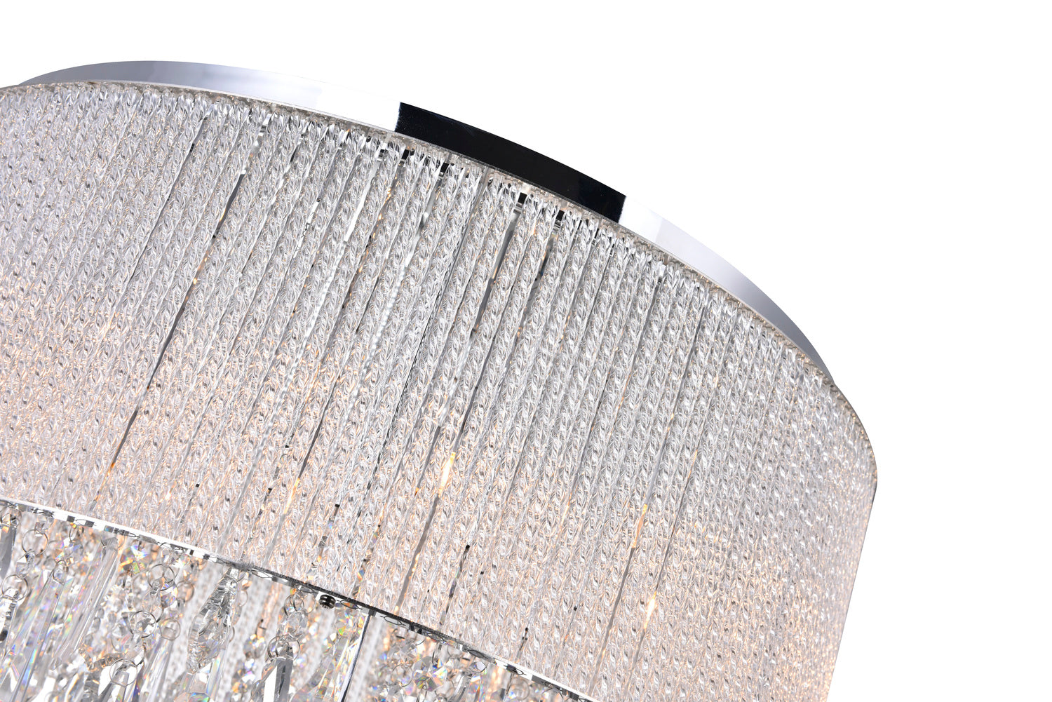 14 Light Drum Shade Flush Mount With Chrome Finish