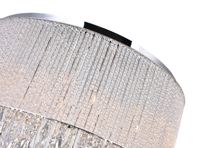 14 Light Drum Shade Flush Mount With Chrome Finish