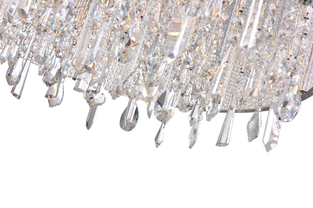 14 Light Drum Shade Flush Mount With Chrome Finish