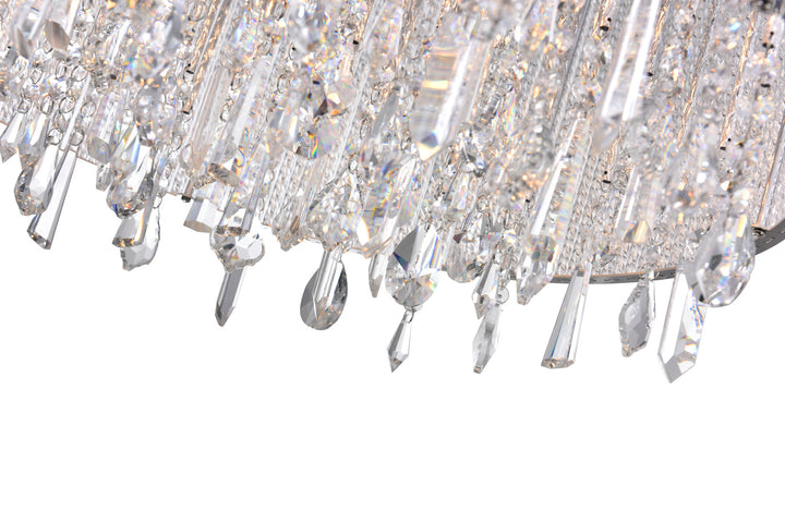 14 Light Drum Shade Flush Mount With Chrome Finish